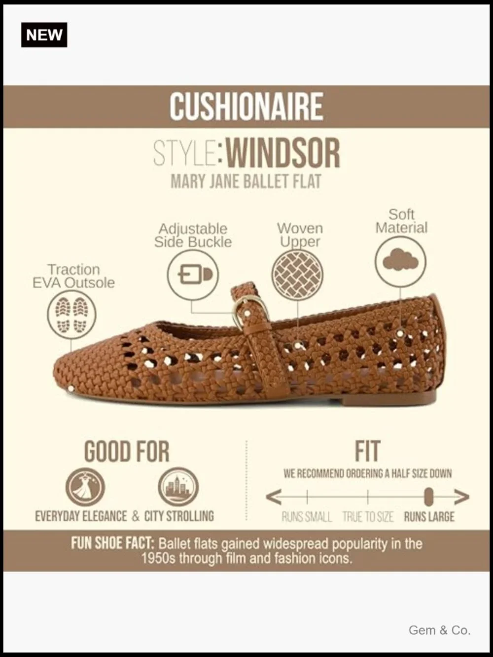 Woven Mary Jane Ballet Flats with Adjustable Strap - Comfortable Everyday Flats